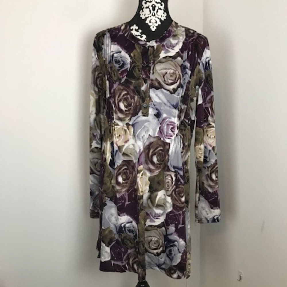 Reborn Floral Print Long Sleeve Tunic Dress